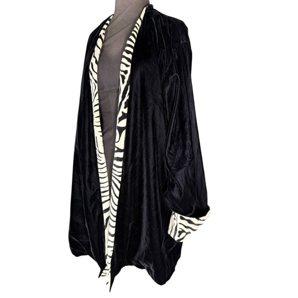 Vtg Josie By Natori Velvet Zebra Trim Statement Jacket Womens Size XL Old Money